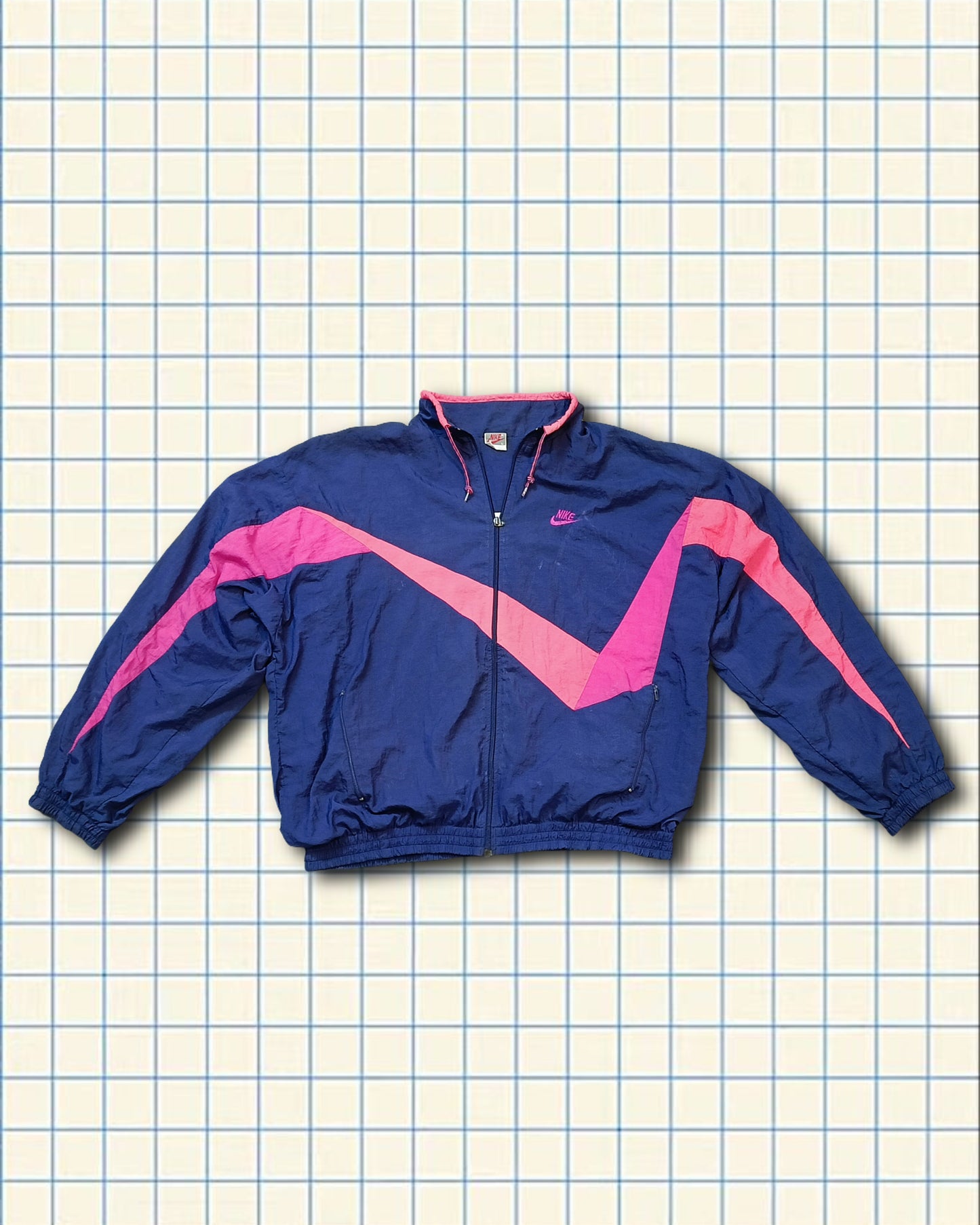 80s Retro Wave Nike Vintage Windbreaker Jacket – Unisex (Large) Condition: 95% Good (Thrift Gem Find!)