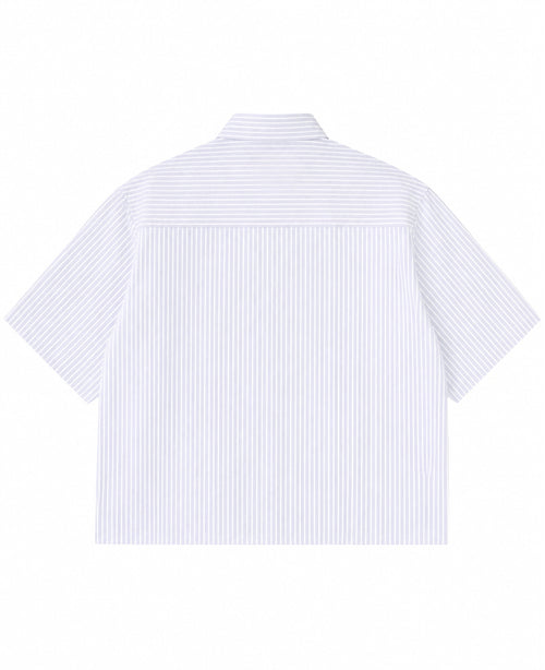 Blue Striped Oxford Boxy Shirt Back Design